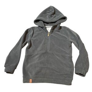 Ampersand Ave. Size 7 Kid Grey Pull Over ‎ 3/4 Zip Fleece Hooded Sweater